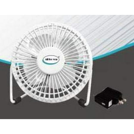 

All For You 4 Inch Mini USB Desk Fan Metal Blades & Frame USB Powered 360 Up and Down Powerful Fan for Home and Office (White)