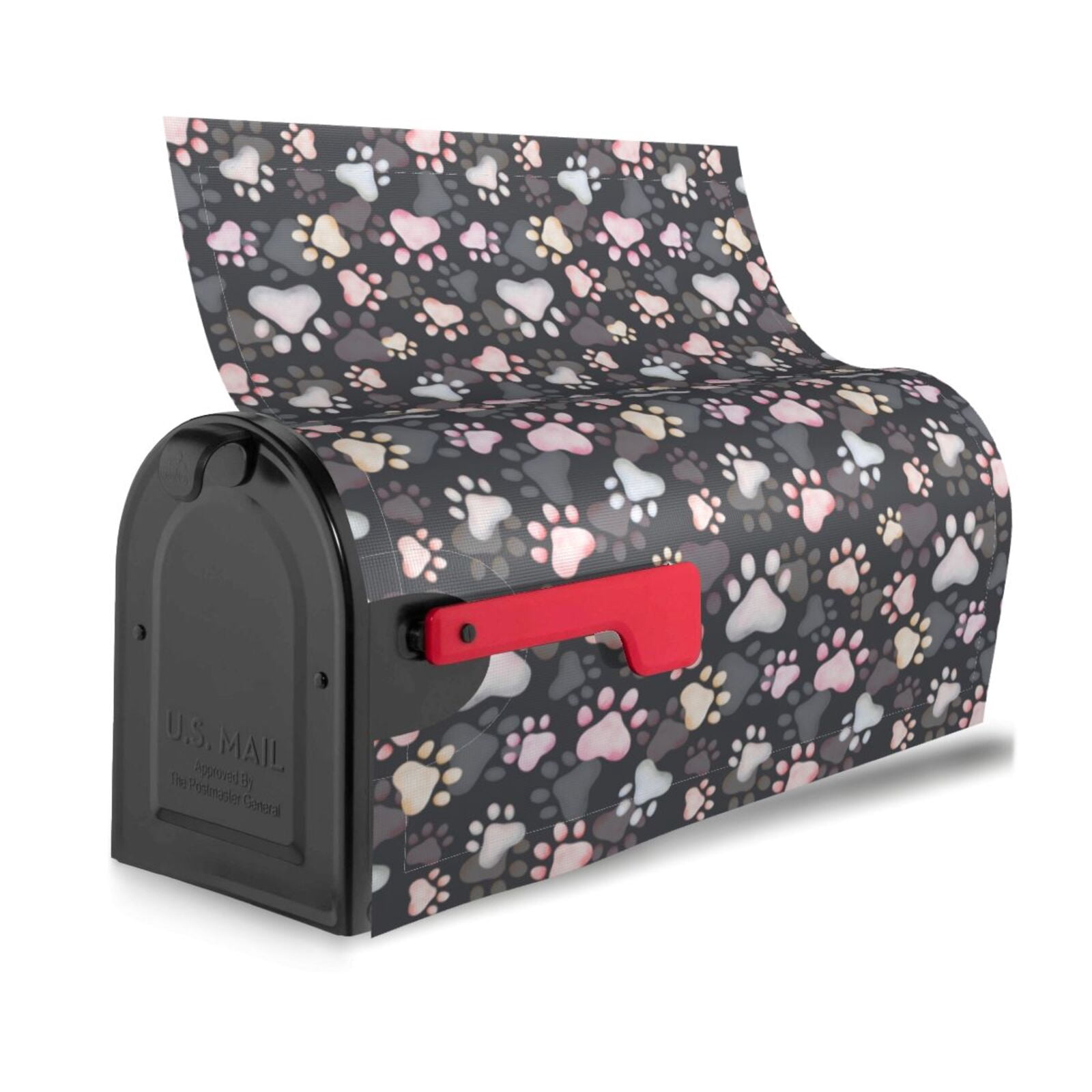Fuzoiu Colorful Paws Of Dog Print Decorative Waterproof Mailbox Cover,Welcome Magnetic Mailbox Cover, Post Letter Box Wrap Cover for Outdoor Decor -25.5x21 in