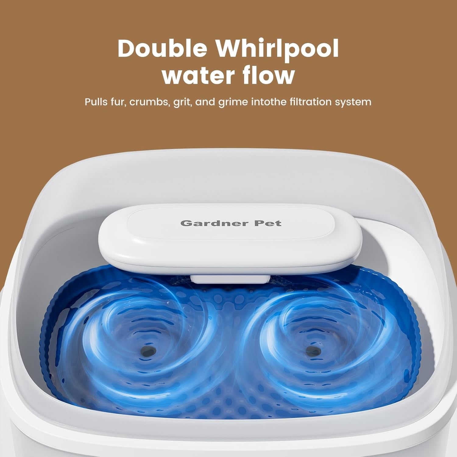 Nomipaw 1 Gallon Pet Water Fountain, Vortex Dog Water Fountain, Ultra Quiet Automatic Cat Fountain with Filter, Transparent Tank, Splash-Proof, Easy to Clean,White