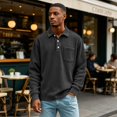 thumbnail image 2 of Men's Corduroy Polo Shirt Long Sleeve Striped Pockets Vintage Golf Top Business Casual Golf Shirt, 2 of 6