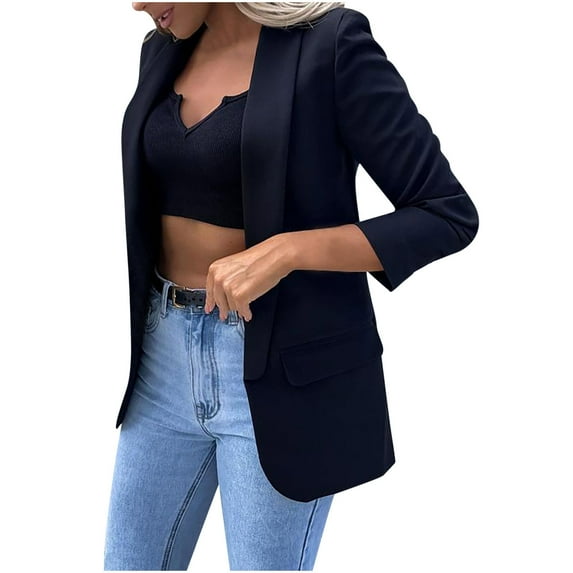 Aoochasliy Womens Blazer Jacket Clearance Solid Suit Turn Down Collar Cardigan Suit Coat