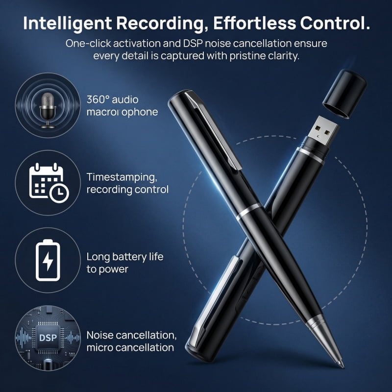 128GB Digital Voice Recorder - AI Voice Activated Audio Recorder with Noise Reduction, Portable Recording Device for Meetings, Lectures and Interviews,