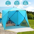 thumbnail image 4 of Pop Up Beach Tent, Portable Shade Sun Shelter UPF50+ UV Protection for 4 Person Extendable Floor for Fishing Hiking Camping, Waterproof Windproof(Blue), 4 of 16