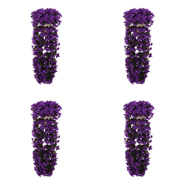 LKWLPD 4 piezas de flores artificiales vívidas colgantes, ramo de orquídeas artificiales, flores violetas artificiales, cesta de glicina, guirnalda colgante, decoración del hogar, decoración de