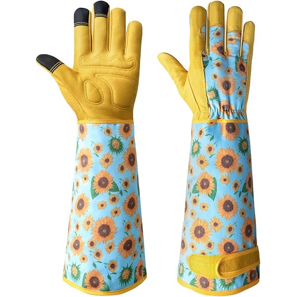 wonima02 Long Gardening Gloves for Women - Thorn Proof & Rose Pruning Forearm Protection Garden Gloves - Breathable Leather Long Garden Gloves Gifts & Tools for Gardener Yard Work Large