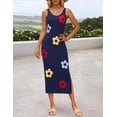 thumbnail image 3 of Vestido ajustado ZESICA de punto floral de verano para mujer, color azul marino, talla L, 3 of 6