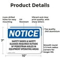 thumbnail image 2 of (2 Pack) Safety Shoes & Safety Glasses Required Outside OSHA Notice Sign 10 Inch X 7 Inch Indoor / Outdoor Rust-Free Aluminum Metal Signs for Workplace, Workshop, and Construction Site, 2 of 8