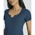 thumbnail image 3 of Real Essentials 4 Pack: Women's Soft Ribbed Knit Split Neck T-Shirt - Casual Office Summer Top (Available In Plus), 3 of 6
