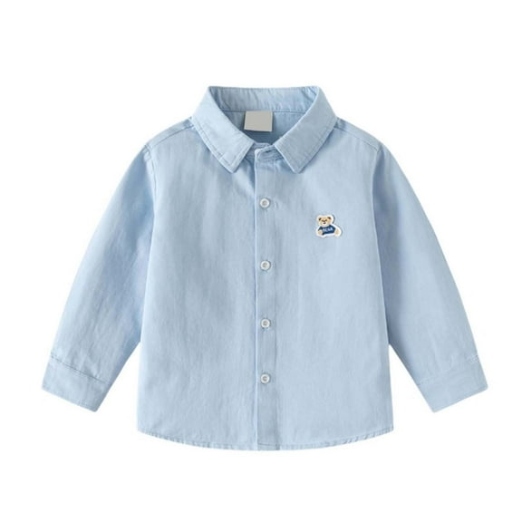 TAIAOJING Kids Toddler Shirt Jacket Long Sleeve Lapel Button Down Shacket Baby Boys Girls Pockets Shirt Tops Coat Outwear Holiday 12-18M