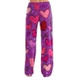 thumbnail image 3 of Women's Casual Valentine's Day Printed Pajama Pants, Flannel Sleepwear Lounge Pants for Women, Soft Comfortable Sleep Pants, Holiday Gift Pajamas,Purple Pink,3XL, 3 of 6
