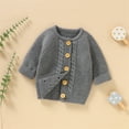 thumbnail image 2 of Splozh Infant Cardigan Sweater Newborn Baby Girl Boy Cute Long Sleeve Button Up Cardigan Toddler Knit Sweater Infant Fall Winter Clothes Grey,3-6 Months, 2 of 9
