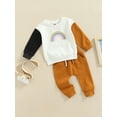 thumbnail image 4 of Toddler Baby Girl Clothes Infant Fall Long Sleeve Rainbow Print Sweatshirt Sweater Top + Casual Pants Set, 4 of 10