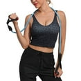 thumbnail image 4 of Bxsruta High Impact Sports Bras for Women, Racerback Bra Leopard Workout Crop Tops Longline Yoga Bra Push up Plus Size Black S, 4 of 7