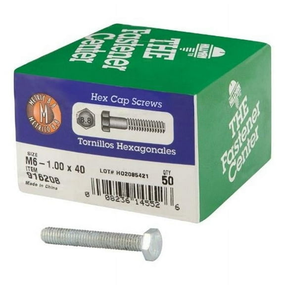 Hillman M6-1.00 mm D X 40 mm L Heat Treated Steel Hex Head Cap Screw 50 pk