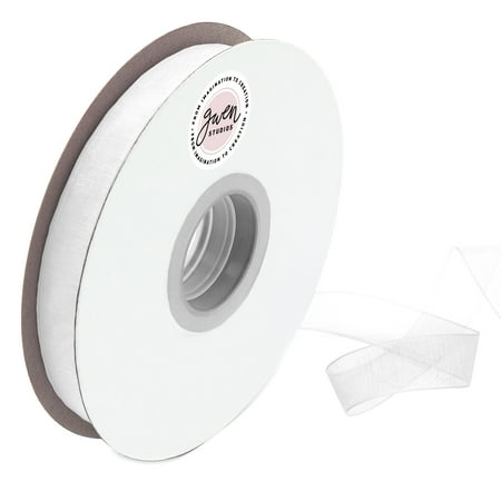 UPC: 0810056347079 | White Sheer Organza Ribbon for Crafts and Gift Wrap  5/8  x 100 Yards by Gwen Studios