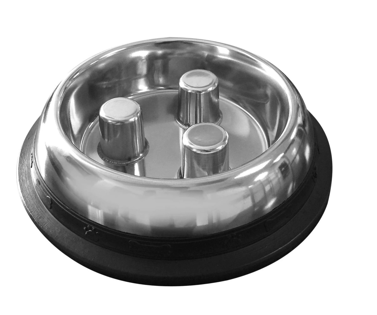 Dog Dishes Stainless Steel Slow Feeder Bowls Standard No Tip or