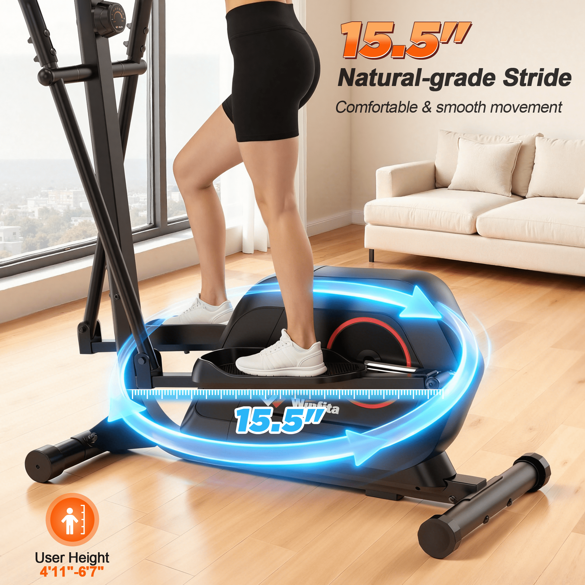 Winfita Magnetic Elliptical Exercise Machine, Elliptical Trainer Fitness Equipment for Home Gym Cardio Workout 300 lbs