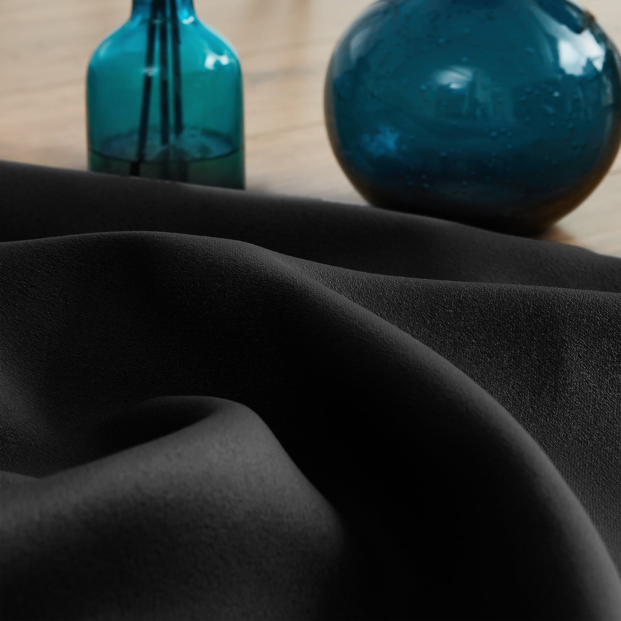 Exultantex Pompom Black Curtains Thermal Insulated Blackout Window Curtain Panels for Room Décor, 50"W x 54"L,Rod Pocket,2 Panels