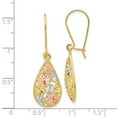 thumbnail image 2 of 10k Yellow Gold Polished Leverback With White and Rose Rhodium Sparkle Cut Long Drop Dangle Earrings Measures 39x11.95mm, 2 of 2