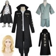 thumbnail image 2 of Anime Tokyo Revengers Sano Manjiro disfraz de Cosplay Unisex Tokyo Manji Gang Mikey chaqueta capa pantalones # yg S, 2 of 5