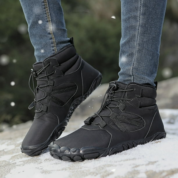 Botas de nieve de invierno para exteriores, zapatos de algodón grueso con  forro polar para hombres, zapatos de montañismo de cinco dedos  impermeables,