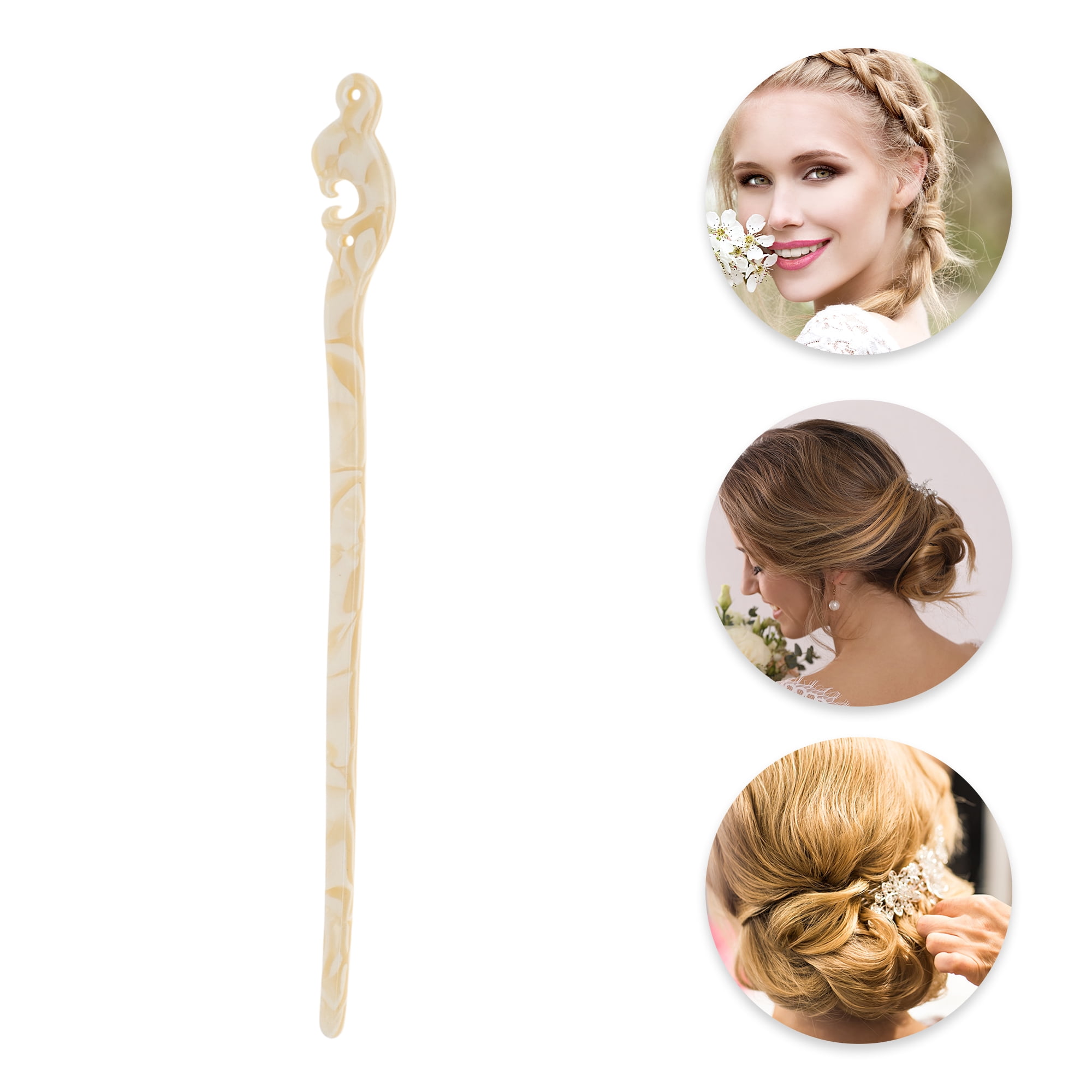 Unique Bargains Cloud Hair Chopstick for Women Beige 1 Pc