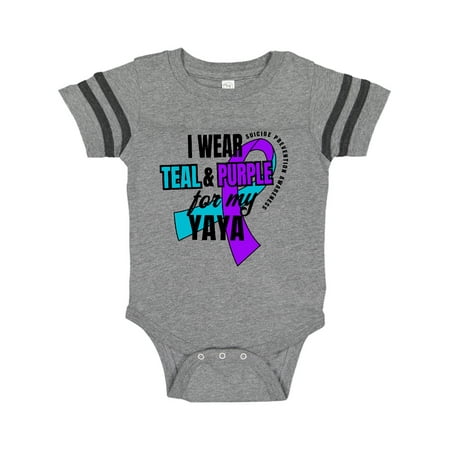 

Inktastic Suicide Prevention I Wear Teal and Purple for My Yaya Gift Baby Boy or Baby Girl Bodysuit