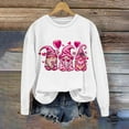 thumbnail image 2 of Penkiiy Valentine's Day Women Long Sleeve Crewneck Sweaters Cute Gnome Graphic Casual Pullover Sweatshirt M White, 2 of 5