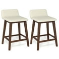 thumbnail image 1 of Gymax 24'' Upholstered Barstools w/ Low Back Footrest & Wood Legs for Kitchen Island, 1 of 9