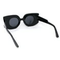 thumbnail image 4 of Womens Retro Mod Thick Plastic Rectangle Round Lens Sunglasses All Black, 4 of 4