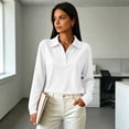 thumbnail image 7 of Textilo Women's Polo Shirts Long Sleeve Button Down Polo Collared Solid Color Tshirts Loose 2026 Fall Winter Trendy Business Tees,White 2XL, 7 of 7