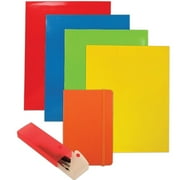 JAM School Assortment, Orange, 6/Pack, 4 Glossy Folders, 1 Orange Journal & 1 Red Pencil Case