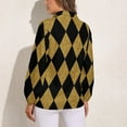 thumbnail image 2 of Black And Gold Harlequin Long Sleeve Blouse Woman Streetwear Casual Shirts Summer Oversize Woman Streetwear Clothing Birthday Present, 2 of 7
