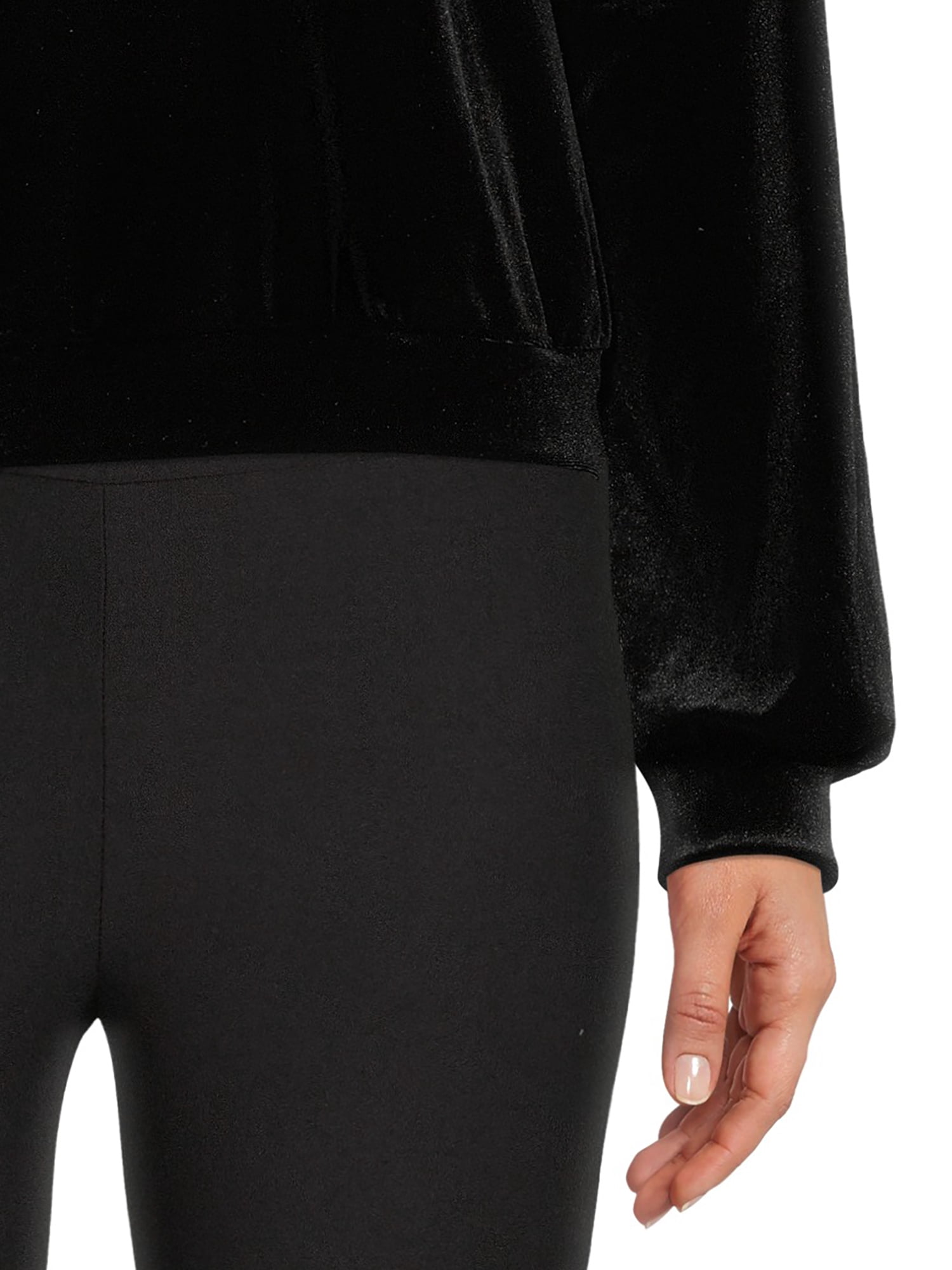 Self Esteem Women's Juniors Drop Shoulder Long Sleeve Velvet Pullover