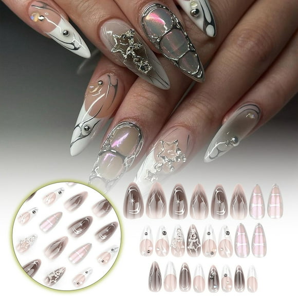 LPSSTORE Nails Cool French Wear Nails Nail Tips Flame Repeatable Nail Tips 1ml