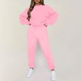 thumbnail image 2 of GEWSEY Womens Sweatsuits 2 Piece Set Airport Outfits for Women Crewneck Long Sleeve Sweatshirts Drawstring Pants Tracksuits (Pink, XL), 2 of 5