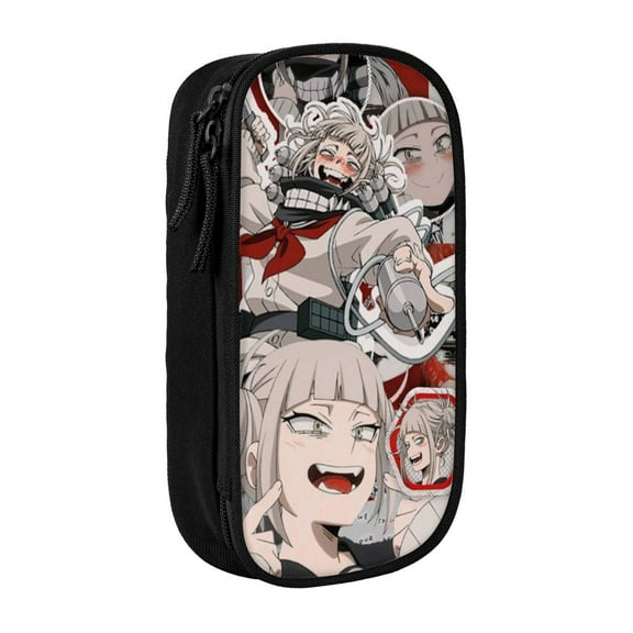 My Hero Academia Himiko Toga Pencil Case Large Capacity Pencil Pouch Pen Bag Office Stationery Organizer Travel Makeup Bag Black