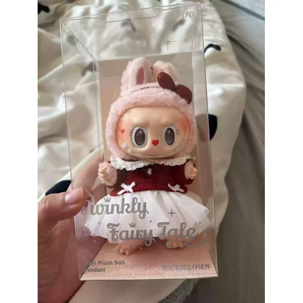 Figura de muñeco de vinilo con colgante de Zimomo Monster Labubu Zimomo Angel de 38 cm, réplica de juguete, regalo de cumpleaños