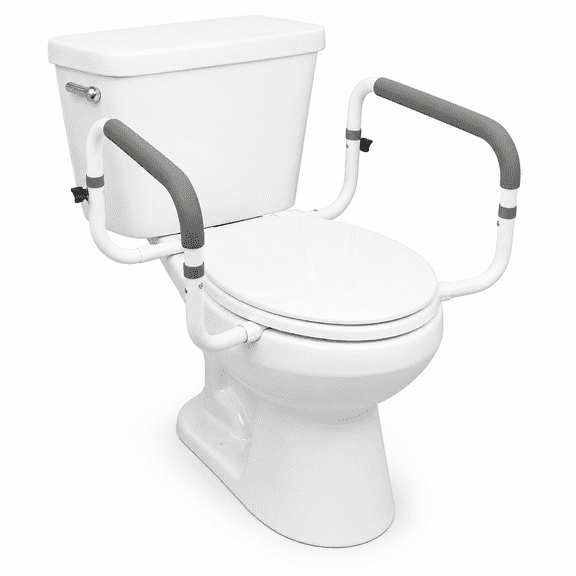 Toilet Safety Frame with Padded Handles, Adjustable Toilet Rails for Elderly, Seniors, Disabled and Post-Surgery Bathroom Support