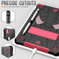 thumbnail image 3 of ELEHOLD Kids Case for iPad 9th/8th/7th Gen 10.2" 2021/2020/2019, Heavy Duty Rugged Cover with Foldable Kickstand Crossbody Shoulder Strap Pencil Holder Shockproof Case for iPad 10.2",Black+Rose, 3 of 6
