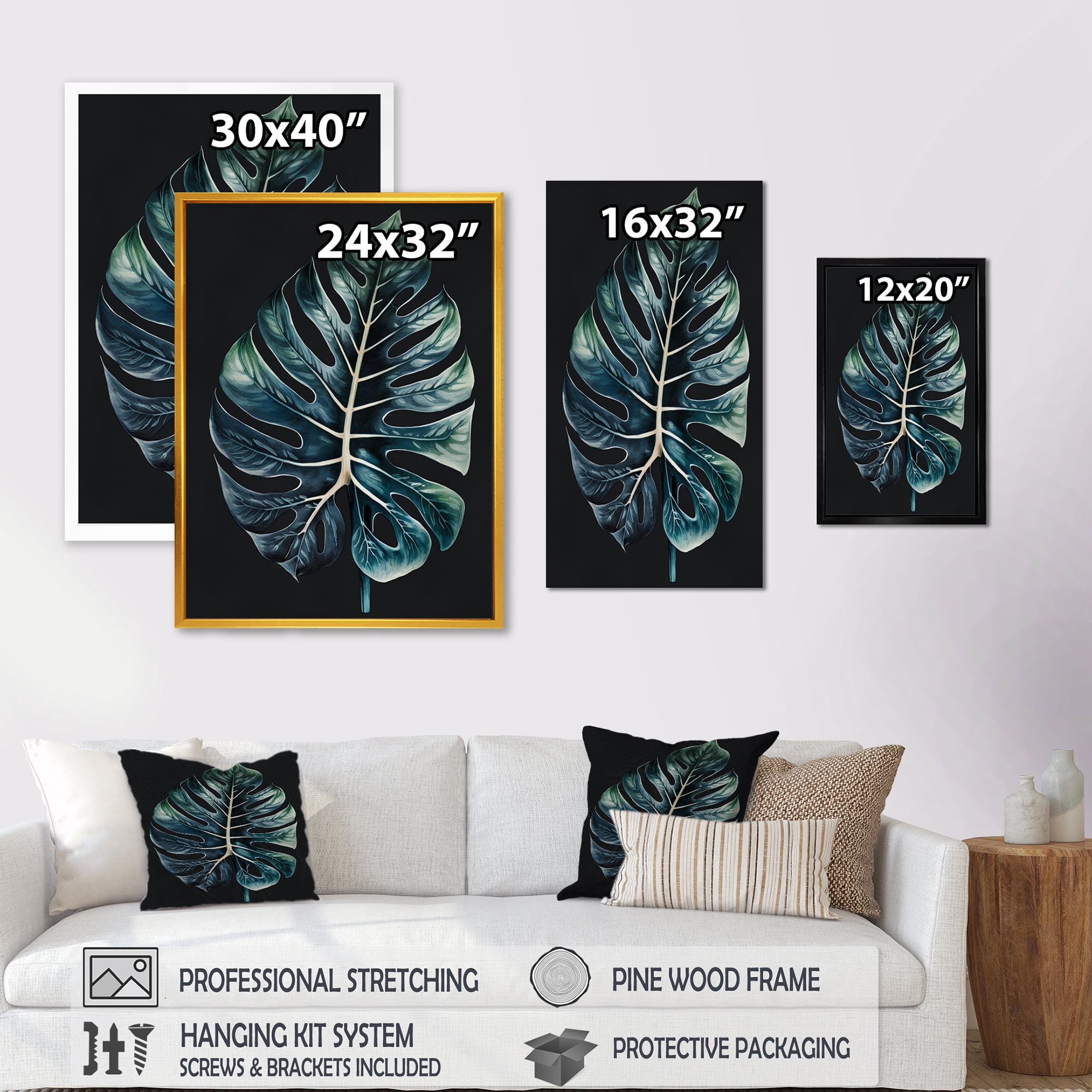 Designart Philodendron Leaf IV Canvas Wall Art
