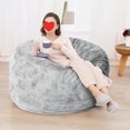 thumbnail image 5 of Bean Bag Chair Cover, Beanbag Chair Cover Round Soft Fluffy Faux Fur Beanbag Lazy Sofa Cover (No Filler), 5 of 6