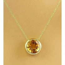 Lab Created Citrine Women Solitaire Pendant 14K Yellow Gold Plated 2Ct Round Cut