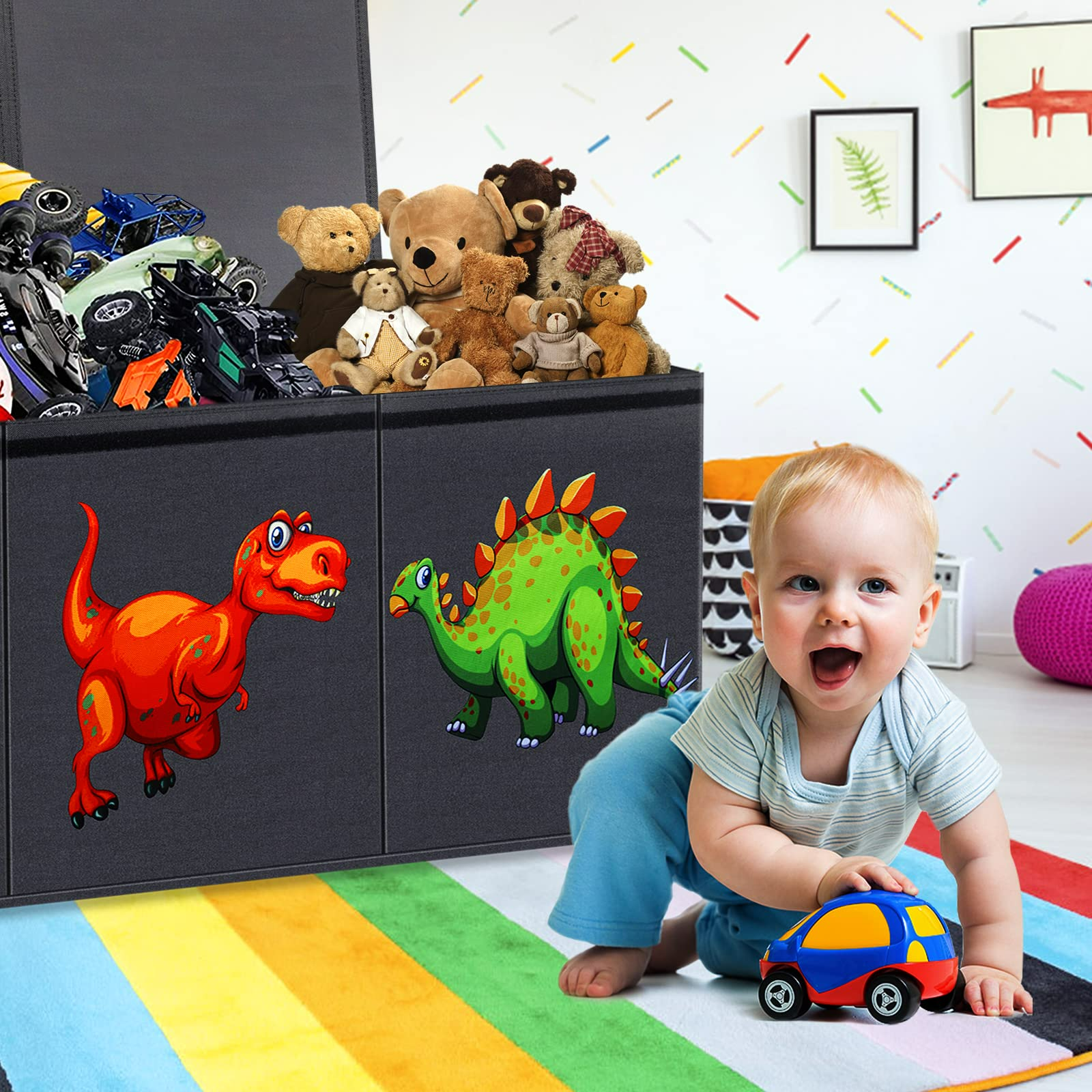 Toy Storage Chest, Large Kids Toy Box Chest Storage with Lids,40.6X16.5X14.2"Toy Storage Organizer,Collapsible Sturdy Storage Bins Organizer for Nursery Room, Playroom,Closet,Home Organization,School