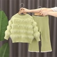 thumbnail image 2 of IVEYRTF Girls Solid Color Fringe Knit Sweater and Flare Pants Set Fall Winter Casual 2 Piece Outfit Fashion Comfortable Set for Children 2-7 Years(Green,4 Years), 2 of 9