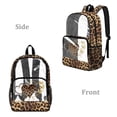 thumbnail image 2 of SEANATIVE Clear Bookbag for Girls Boys Transparent Backpack See Through School Daypack PVC Heavy Duty Unisex School Backpack for Teens Kids, Heart-shaped Pattern Leopard Print, 2 of 7