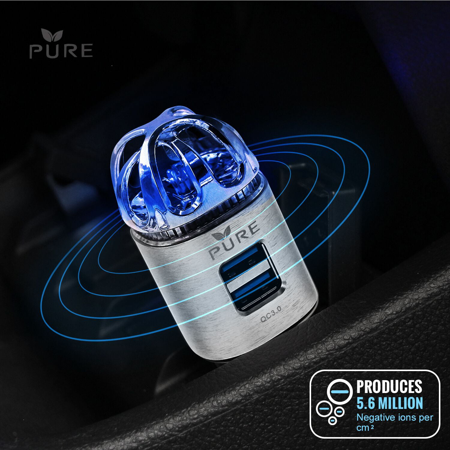 Handheld Car Air Purifier with USB Charger, Air Freshener