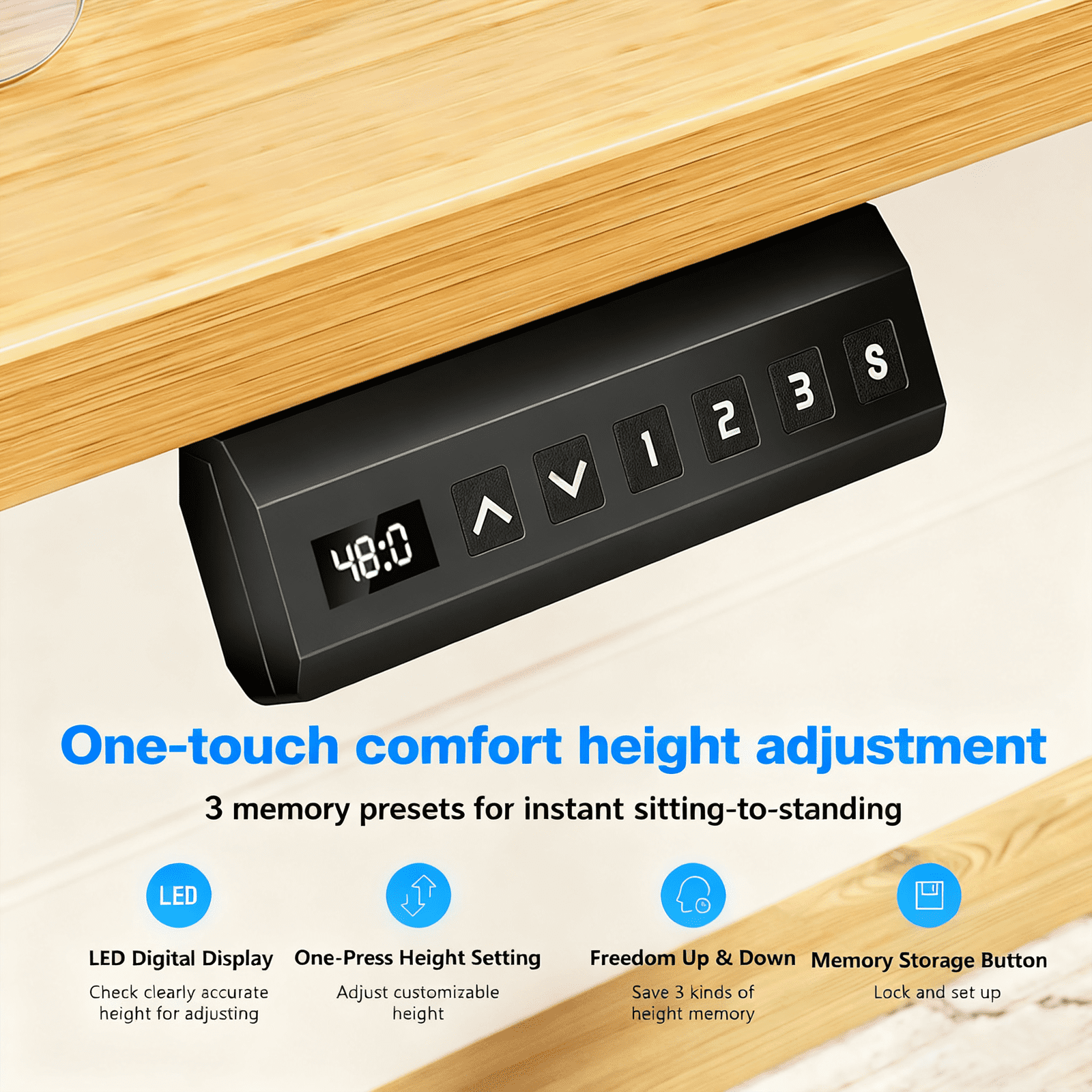 Electric Standing Desk 55x24 Inch - Height Adjustable Desk with Memory Presets, Nature