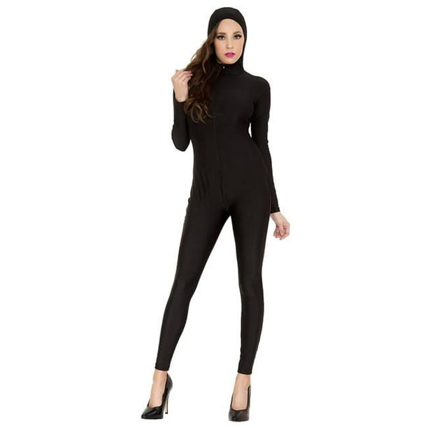 Music Legs 70789-BLK-XS Full Body Long Sleeve Bodysuit with Attached Hood  Accessories, Black - Extra Small 
