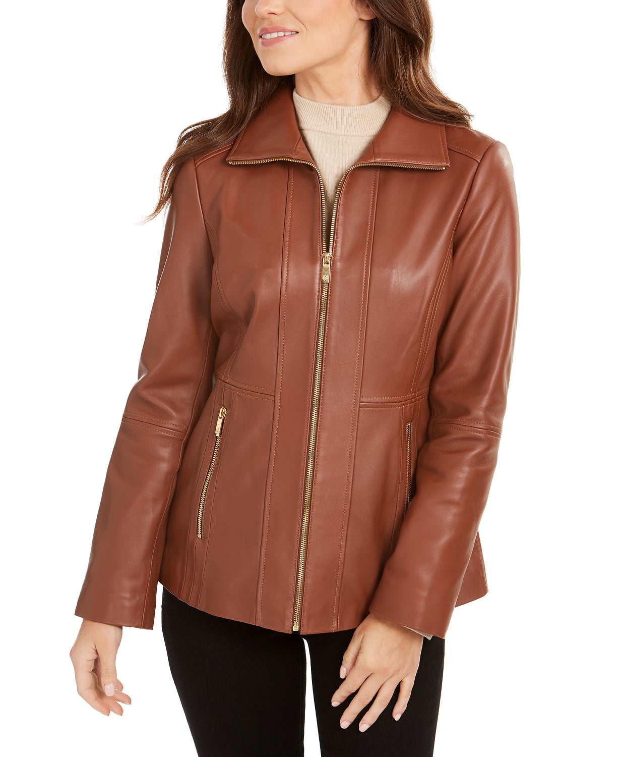 Anne Klein ZipFront Leather Jacket